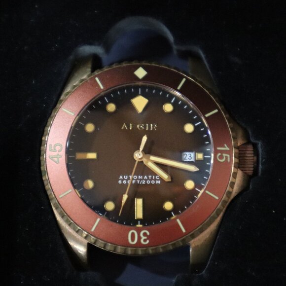 Aegir Bronze CuSn8 200m Divers Watch (Bronze Dial/Tan Leather Band)